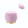 Simple Relax Upholstered Round Ottoman with Metal Base in Pink and Gold - 3 of 4
