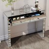 39" Modern Mirrored Console Table with 2 Drawers, Curved Glass Dressing Table, Entryway or Sofa Table for Hallway & Living Room-Panipeachy - 3 of 4