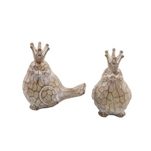 Sagebrook Home Set of 2 Gold Bird Figurines - Contemporary Polyresin 4" Royal Bird with Crown Home Decor - Office or Home Decorative Accent - 1 of 4