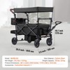 Wagon Stroller for 2 Kids, Push-Pull Collapsible Quad Stroller with Canopy, Adjustable Handle and Brake Wheels - 3 of 4