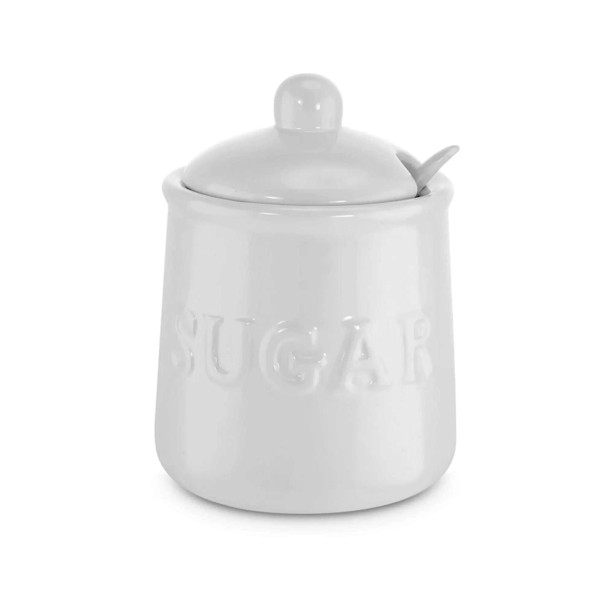 Kovot 10 oz Ceramic Sugar Jar & Spoon Set | White