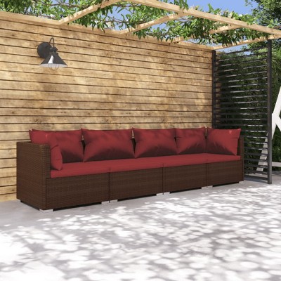 Garden Lounge Set Grey PE rattan, powder-coated steel, fabric vidaXL