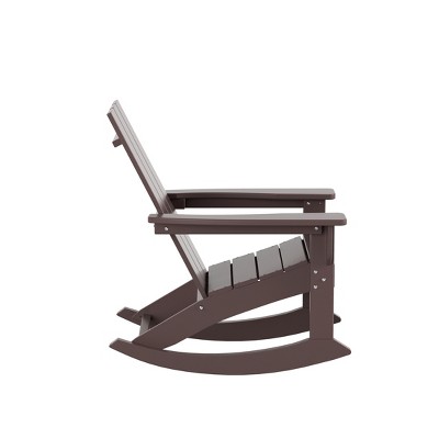 Dark Brown Plastic Adirondack Outdoor Rocking Chair