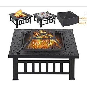 32 in Listed Propane Fire Pit Table, 50,000 BTU Steel Gas Fire Bowl with Lid & Lava Rock, Perfect for Patio Parties & Garden Ambience - 1 of 1