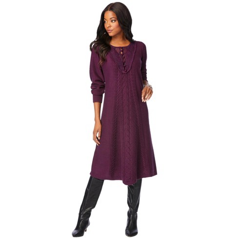 Roaman's Women's Plus Size Turtleneck Sweater Dress Dress 