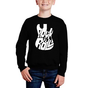 LA Pop Art Rock And Roll Guitar - Boy's Word Art Crewneck Sweatshirt - 1 of 4