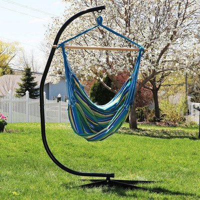 Ocean Breeze Blue Cotton Hanging Chaise Lounger with Cushions