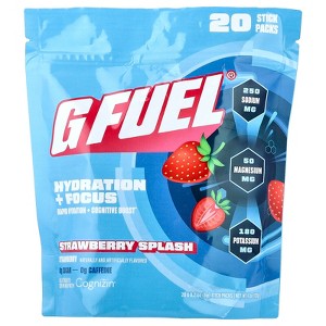 G FUEL Hydration + Focus, Electrolyte Drink Mix with Cognizin®, Strawberry Splash, 20 Stick Packs, 0.21 oz (6 g) Each - 1 of 3