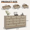 12 Drawer Wooden Dresser for Bedroom, Rattan Chest of Drawers, 61 Inch Wood Wide TV Stand Dressers for 65 Inch TV, for Closet, Living Room, Hallway - 2 of 4