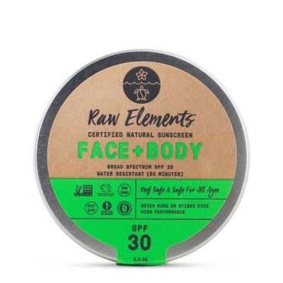 Raw Elements Face and Body Mineral Sunscreen Tin - SPF 30 - 3oz