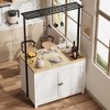 42" Heavy-Duty Kitchen Island with 1.18" Countertop, 3-Tier Shelves Multi-Functional Cart, 5 Hooks, 400Lb Capacity, Wood Bakers Rack for Small Spaces - 3 of 4