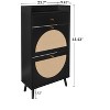 NicBex Rattan Shoe Cabinet with Carved Door,Entryway Shoe Organizer with 2 Flip Drawers,Open Shelf,Drawer,Shoe Rack for Entryway,Living Room - 3 of 4