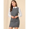 Allegra K Women's Contrast Peter Pan Collar Long Sleeve Above Knee Shift Plaid Dress - 4 of 4