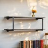 SEVOBAL Utility Storage Shelves Bookshelf Industrial Floating Shelves Set of 2, Mixed Material Wall Shelves for Modern Living Room, Gray, 45"*16"*4" - 2 of 4