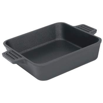 Bayou Classic 7472 8" x 8" x 2" Square Pre-Seasoned Cast Iron Cake Baking Pan, Oven and Broiler Compatible Casserole Bakeware Dish, Black