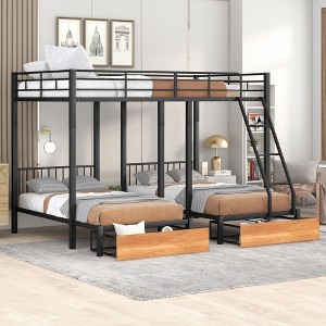 NicBex Full Over Twin Bunk Bed with Safety Guardrail and Drawers,Loft Bed with Ladder and Converts to 3 Beds,Noise Reduced Bunk Beds for Bedroom - 1 of 4