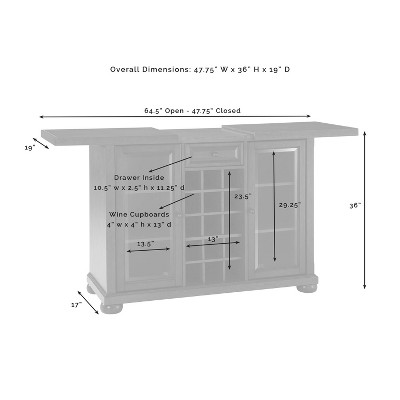 Alexandria Classic Black Sliding Top Bar Cabinet with Beveled Glass