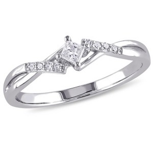 EVERLY JEWELRY |10K White Gold 1/7 CT TW Diamond Engagement Ring - 1 of 4