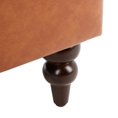 Cognac Faux Leather Flared Arm Accent Chair with Walnut Legs