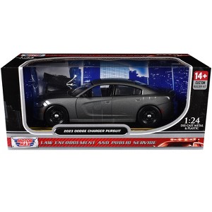 2023 Dodge Charger Pursuit Police Car Gray Metallic "Custom Builder's Kit" 1/24 Diecast Model Car by Motormax - 1 of 1