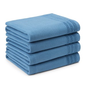 TOWN & COUNTRY BASICS 4-Piece Waffle Woven Terry Stripe Bath Towel Set - 1 of 4