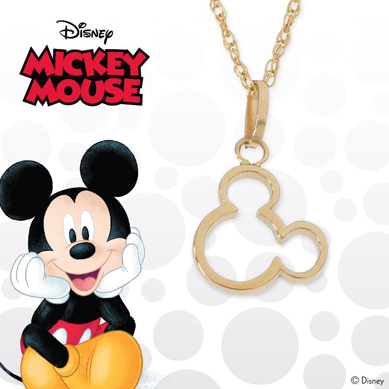 Disney Womens Mickey Mouse 14k Yellow Gold Cutout Pendant Necklace, 18", 4 of 5