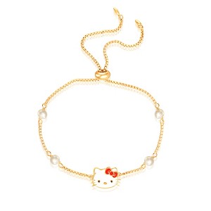 Sanrio Hello Kitty Glass Pearl Charm Lariat Bracelet, 9.5'' Box Chain - 1 of 4