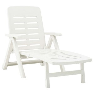vidaXL Folding Sun Lounger Plastic White - 1 of 4