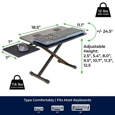 Adjustable Black Metal Ergonomic Keyboard Stand with Mouse Pad