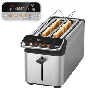 Whall® Stainless Steel Smart Toaster, 4 Slice | Projection Touchscreen, 1.5" Extra-Wide Slots, Digital Timer, Reheat & Defrost, Removable Crumb Tray - 1 of 4