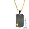 Steeltime 24" Men's two tone black ip and 18k gold plated stainless steel dog tag and skull pendant - 3 of 4