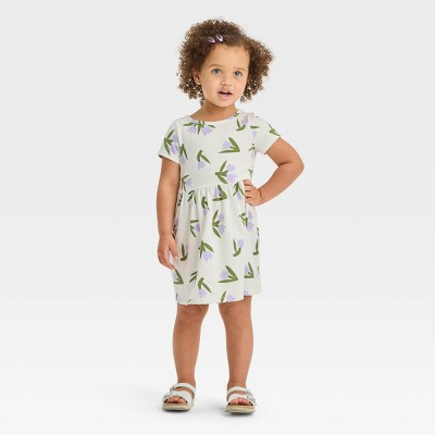 Toddler Girls' Floral Short Sleeve Dress - Cat & Jack™ Cream : Target