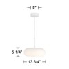 Possini Euro Design Sandringham 13 3/4" Modern Pendant Ceiling Light Fixture Dining Room Over Table Kitchen Island Hanging LED Sanded White Finish - 4 of 4