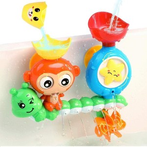 Bath Toys for Toddlers Ages 1-3 with Strong Suction Cups, Animal Themed Water Play Set - 1 of 4