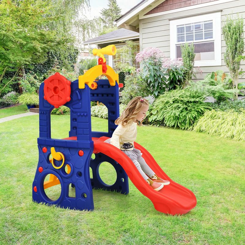 Costway 6-in-1 Freestanding Kids Slide w/ Basketball Hoop Play Climber Slide Set, 5 of 10