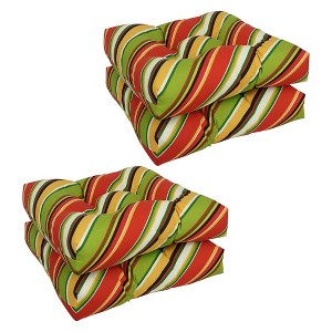 Blazing Needles, 19-inch Squared Polyester Outdoor Tufted Dining Chair Cushions (Set of 4) - 1 of 1