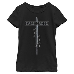 Girl's Star Wars The Mandalorian Darksaber Katakana T-Shirt - 1 of 4