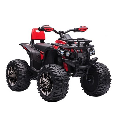 Aosom 12V Kids ATV Ride-on Four-Wheeler Toy Car with Music, Realistic Headlights, Wide Wheels, Rechargeable Battery-Powered for Boys Girls