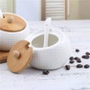 Aoibox Porcelain Condiment Jar Spice Container with Bamboo Lids, Ceramic Spoon & Wooden Tray - Elegant Set of 3 for Kitchen & Home - 2 of 4