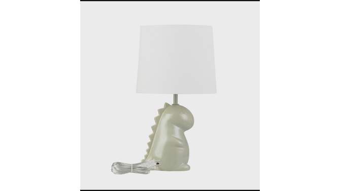 16&#34; Tommy Dinosaur Green Ceramic Table Lamp with White Cotton Shade - Globe Electric, 2 of 10, play video