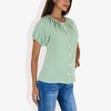 Anna-Kaci Women's Short Sleeve Button Down Blouse with Gathered Neckline Casual and Comfortable Top for Everyday Wear - 4 of 4