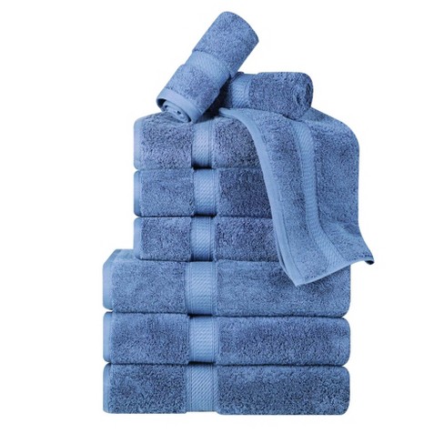 Premium Cotton 800 Gsm Heavyweight Plush Luxury 9 Piece Bathroom Towel Set,  Denim Blue - Blue Nile Mills : Target