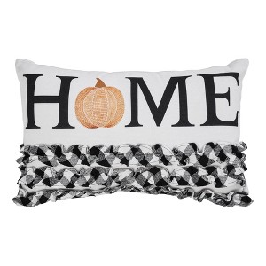Annie Black Check Home Pumpkin Ruffle Pillow 14x22 VHC Brands - 1 of 4