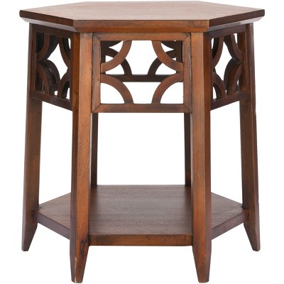 Connr Hexagon End Table- Brown - Safavieh