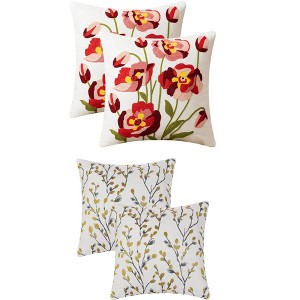 REGALWOVEN 4 Pcs Floral Embroidered Throw Pillow Cases for Sofa, Living Room 18" x 18" - 1 of 4