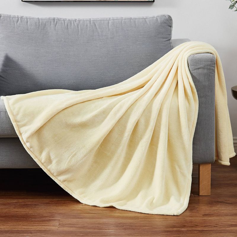50&#34;x60&#34; Solid Plush Throw Blanket Yellow - Cannon, 4 of 8