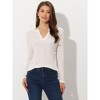Allegra K Women's Casual Long Sleeve V Neck Lightweight Waffle Blouse - 3 of 4
