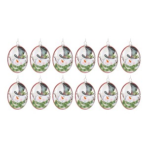 Snowman Glass Disc Ornaments Set of 12 – 5 Inch Height – Holiday Tree Decor – By Melrose - 1 of 3