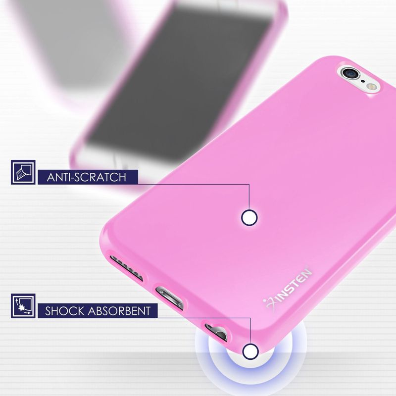 Insten Light Pink Jelly TPU Slim Skin Gel Rubber Cover Case For Apple iPhone 6 6S 4.7" Inches, 5 of 8