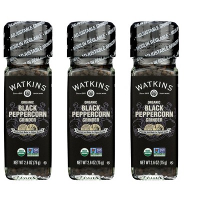 Watkins Organic Black Peppercorn Grinder - Case of 3/2.6 oz